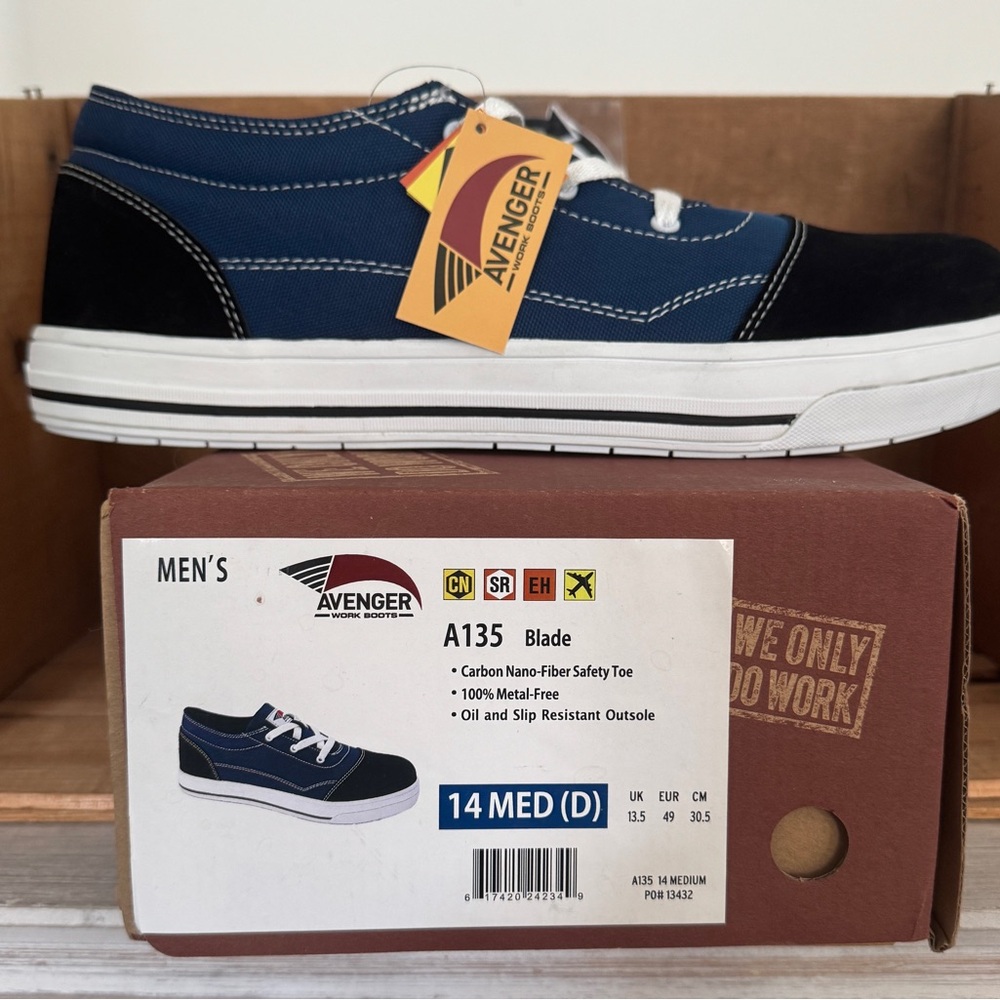 Men’s Avenger Blade Work Boots Shoes Size 14 D Non Slip Safety Toe Blue Black